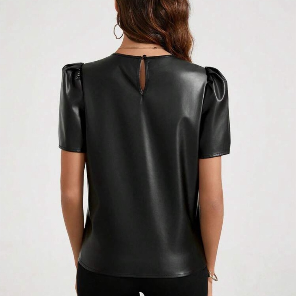 Elegant Black Puff Sleeve Top new - Picture 2 of 3